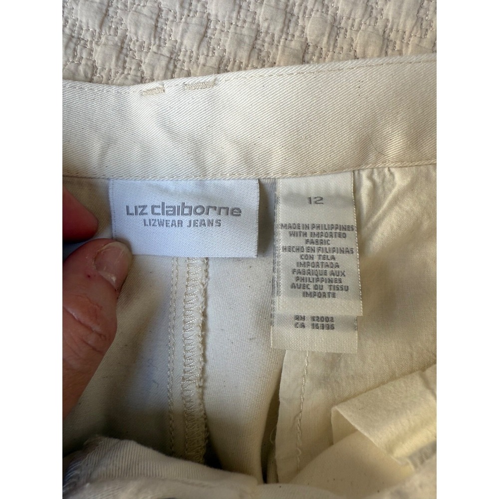 Vintage Liz Claiborne Jean Straight Leg‎ 90s Mom | White Denim | Women's Size 12 - Picture 4 of 10